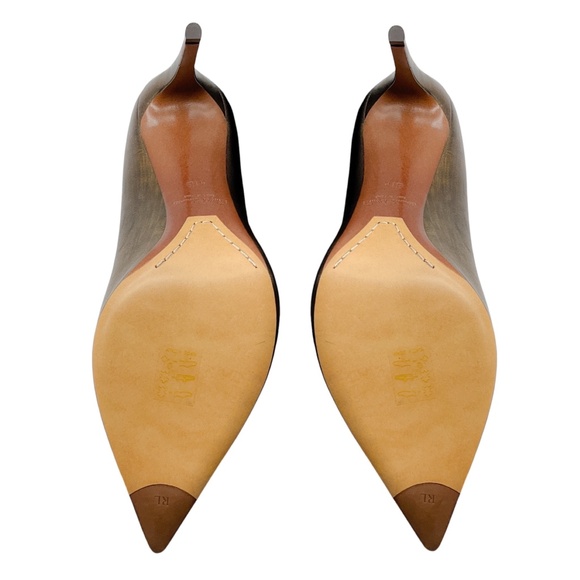 RALPH LAUREN COLLECTION BRONZE METALLIC LEATHER PUMPS - Picture 7 of 10